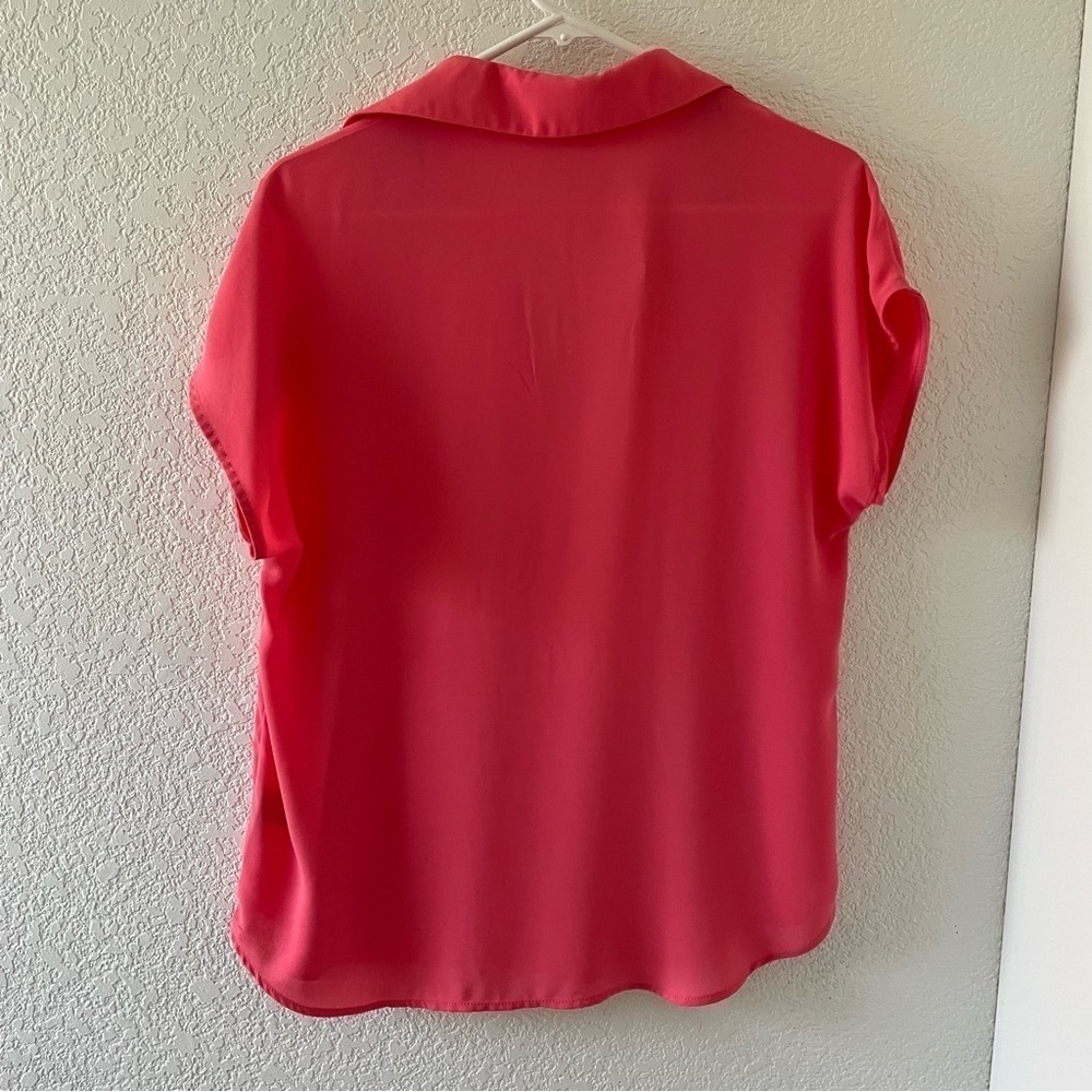 Pleione Blouse Pink Collar Pocket Elegant Polo Women’s Size Small - Picture 4 of 6